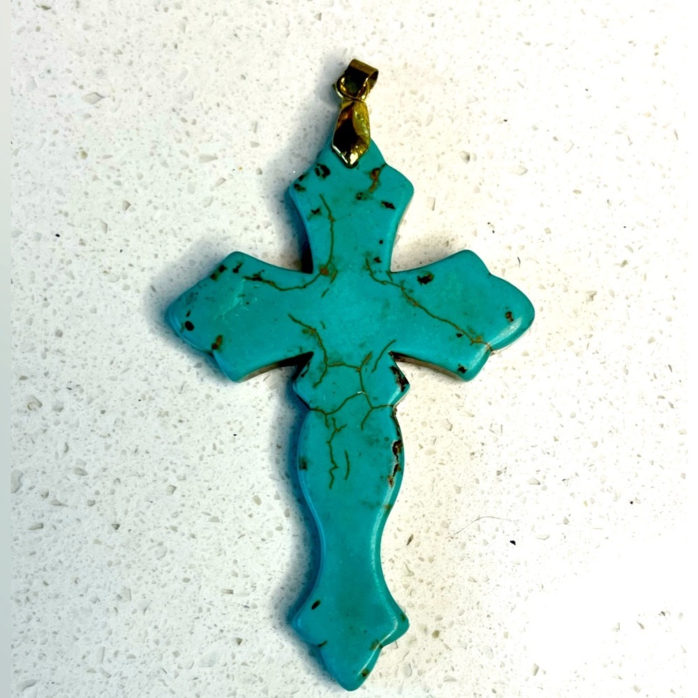 Vintage Turquoise cross charm